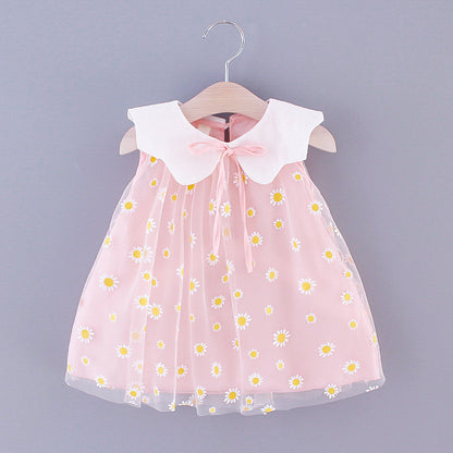 Sweet Mesh Sleeveless Kids Dress - Pink 80cm - baby dress