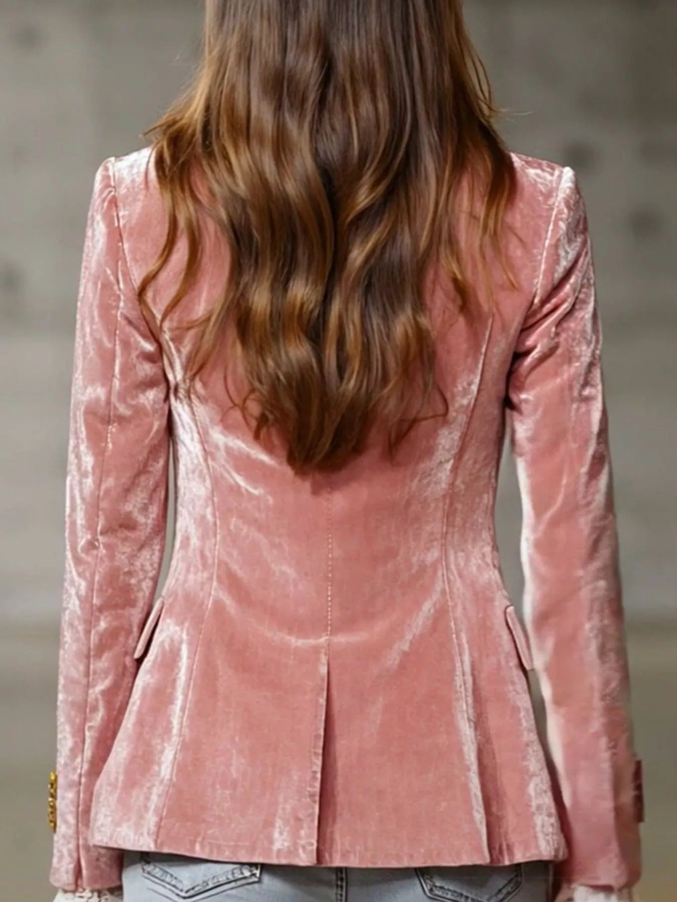 Pink Velvet Single-Breasted Blazer - - blazer