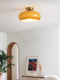 Nordic Brass Ceiling Light for Vintage Japanese Balcony - 28cm yellow +12W (all copper ceiling lamp) Warm Light - light