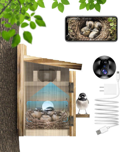 Bird House Camera Solar WiFi 2K HD Smart Birdhouse Motion Detection - - Birdhouses