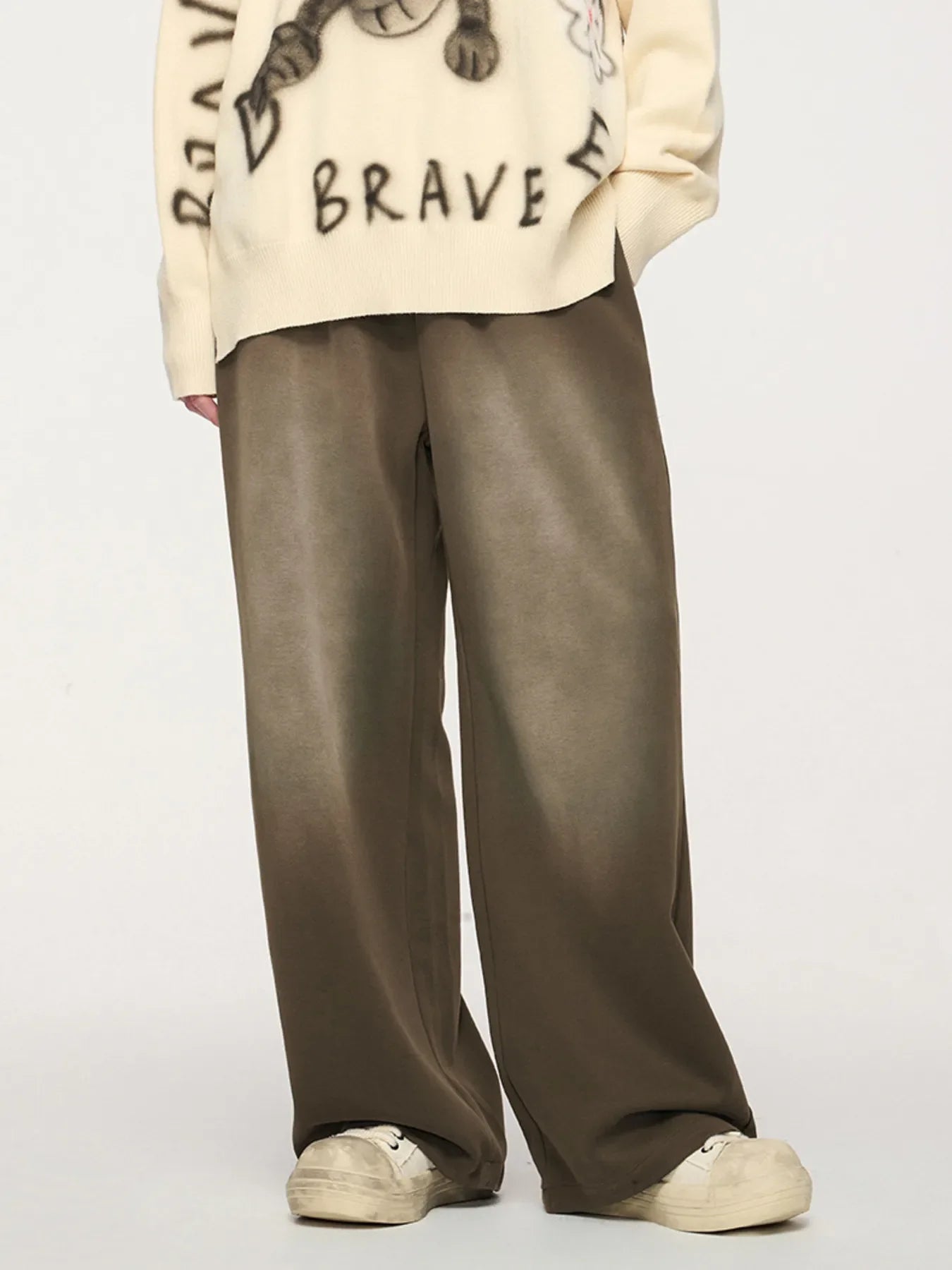 Men's Drawstring Wide Leg Comfort Pants - Brown -