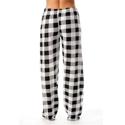 Nightwear Fall Women Loose Soft Sleepwears Long Lounge Plaid Pants Pajamas