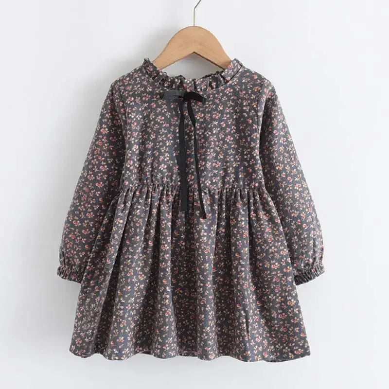 Girls Princess Dress Floral Dress dark grey pink