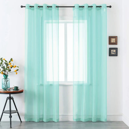 Pastel Blue Sheer Curtains 2 Panels Grommet 52 x 84 - Kia Day Design