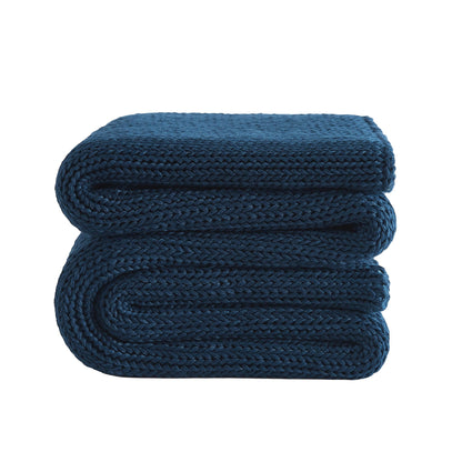 LAGRATY Knitted 7lbs Cooling Chunky Knit Heavy Blanket for Adults Weighted Blanket - Navy Blue 50" x 60" | 7lbs - blanket