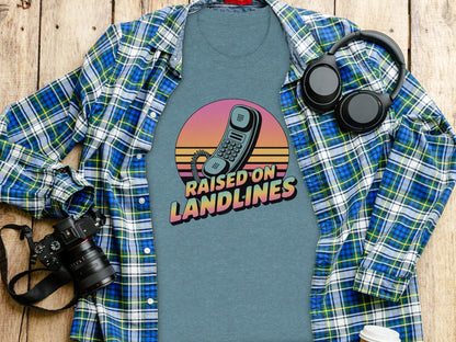 Raised on Landlines Retro Style Phone Design T-Shirt - - T-Shirt