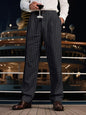 Men's Full Size Striped Wide Leg Pant Plus Size - Black -