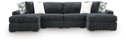 Midnight-Madness - Sectional - Dark Gray 4 Pc. Double Chaise Sectional - Stationary Sectionals