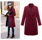 Women Lapel Collar Double Breasted Coats Red