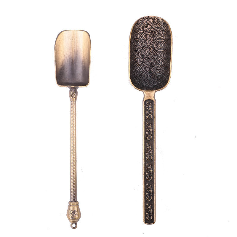 Carved Fu Character Auspicious Clouds Pattern Tea Shovels - - Tea Accessories