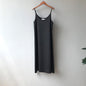 Silk Chiffon Vintage Long Dress with Spaghetti Straps - Black XL - dress