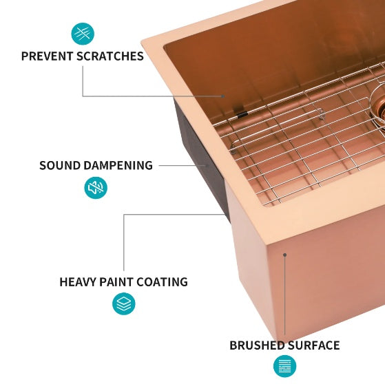 Rose Gold Stainless Steel Farmhouse Sink - - kitchen sink