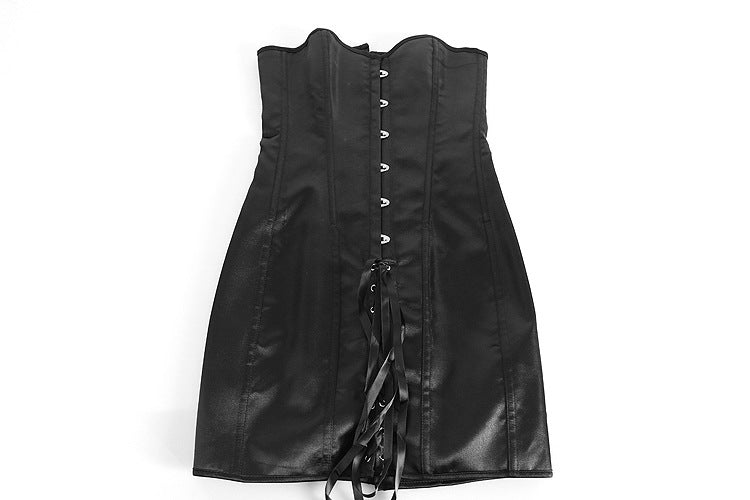 Special Long Waist Corsets and Bustiers Black Polyester Corset Dress