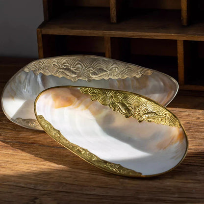 Mother-of-Pearl Shell Jewelry Tray – Luxury Vanity & Display Dish - - Trays