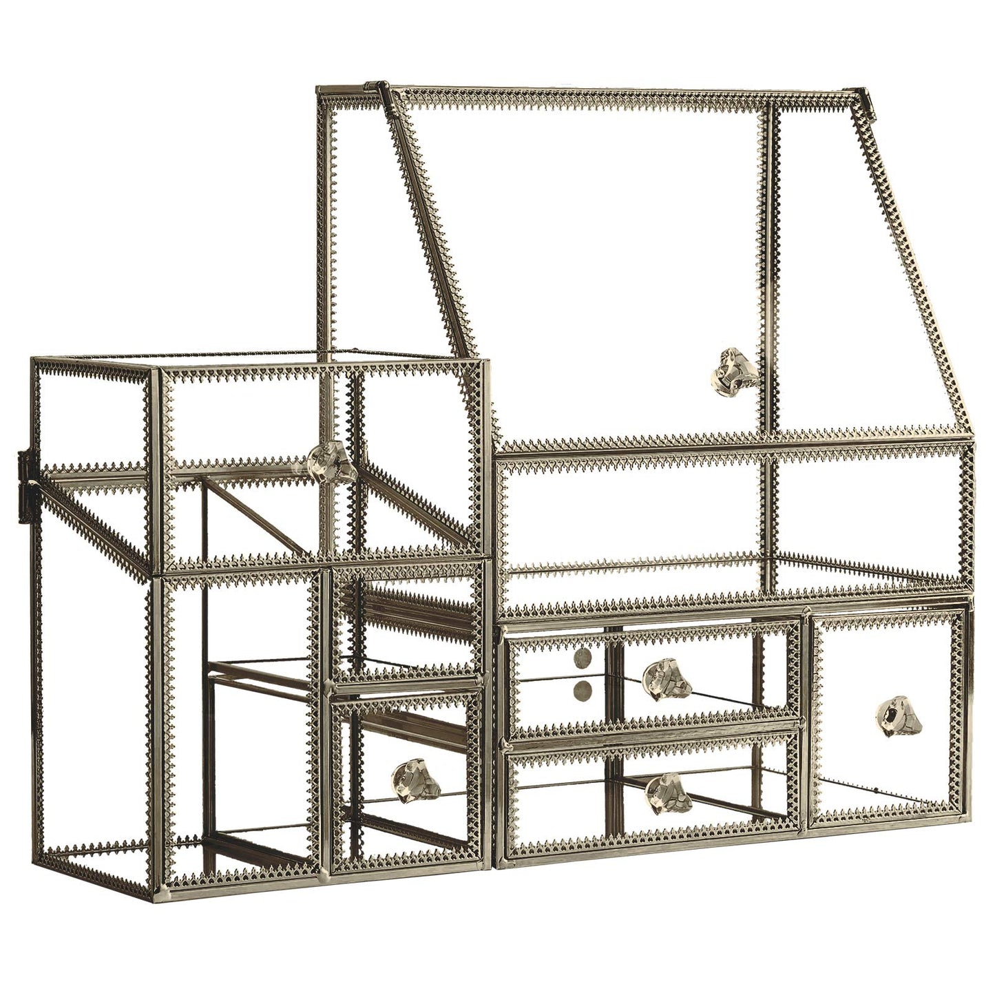 Hersoo Luxe Glass & Brass Cosmetic Organizer - Brass - organizer