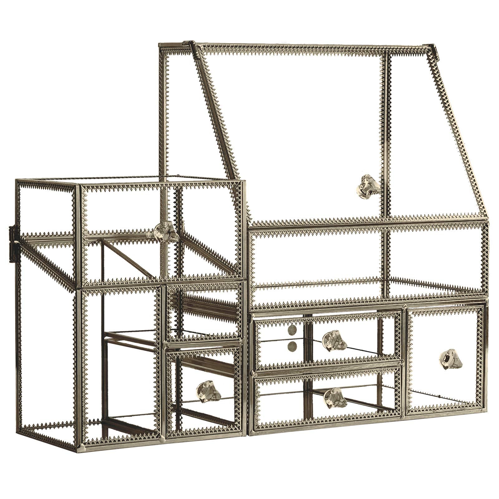Hersoo Luxe Glass & Brass Cosmetic Organizer - Brass - organizer
