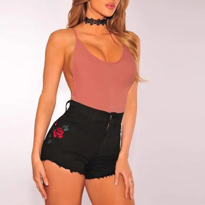 Rose Denim Shorts