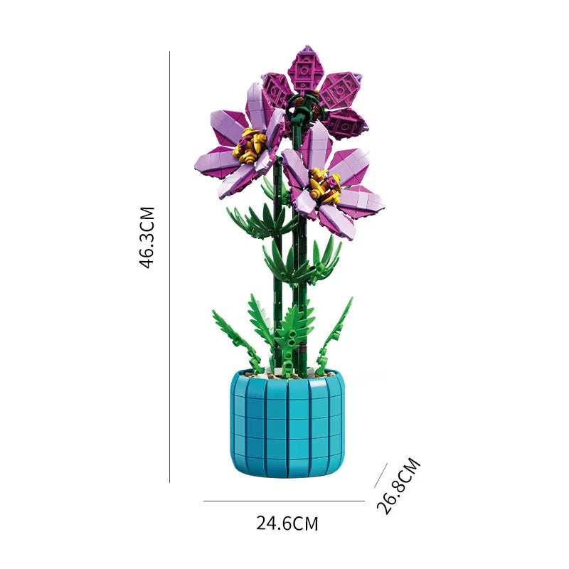 Creativity Bouquet Rhododendron Potted Plant Building Blocks Bricks Kids Toys Kia Day Design