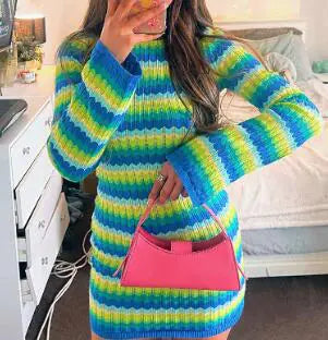 Madamy Priscila Dress - Color Block Striped Knit Dress Kia Day Design