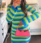 Madamy Priscila Dress - Color Block Striped Knit Dress - green - dress
