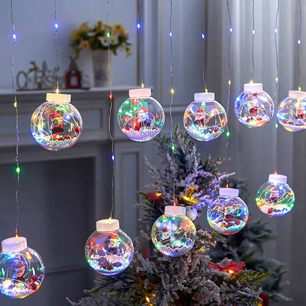 Curtain String Light Ball Santa Claus