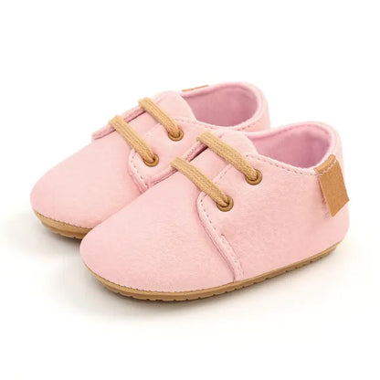 Multicolor Retro Leather Shoes Baby Pink 13-18 Months