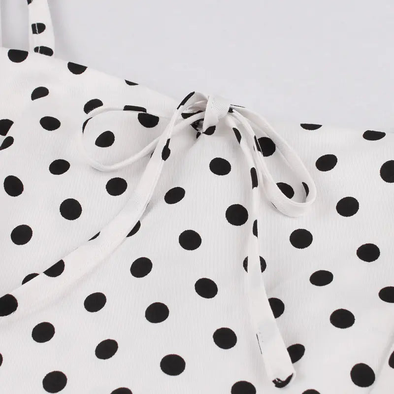 Slim Fit Polka Dot Cami Dress - - dress