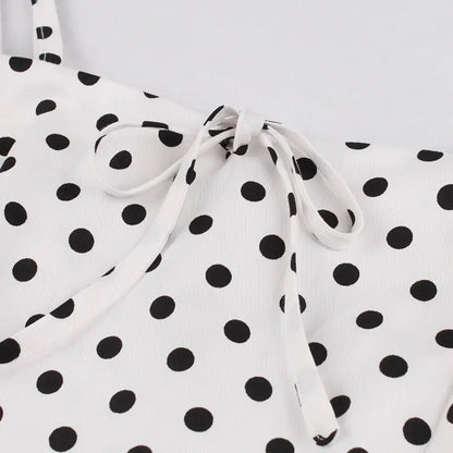 Slim Fit Polka Dot Cami Dress - - dress