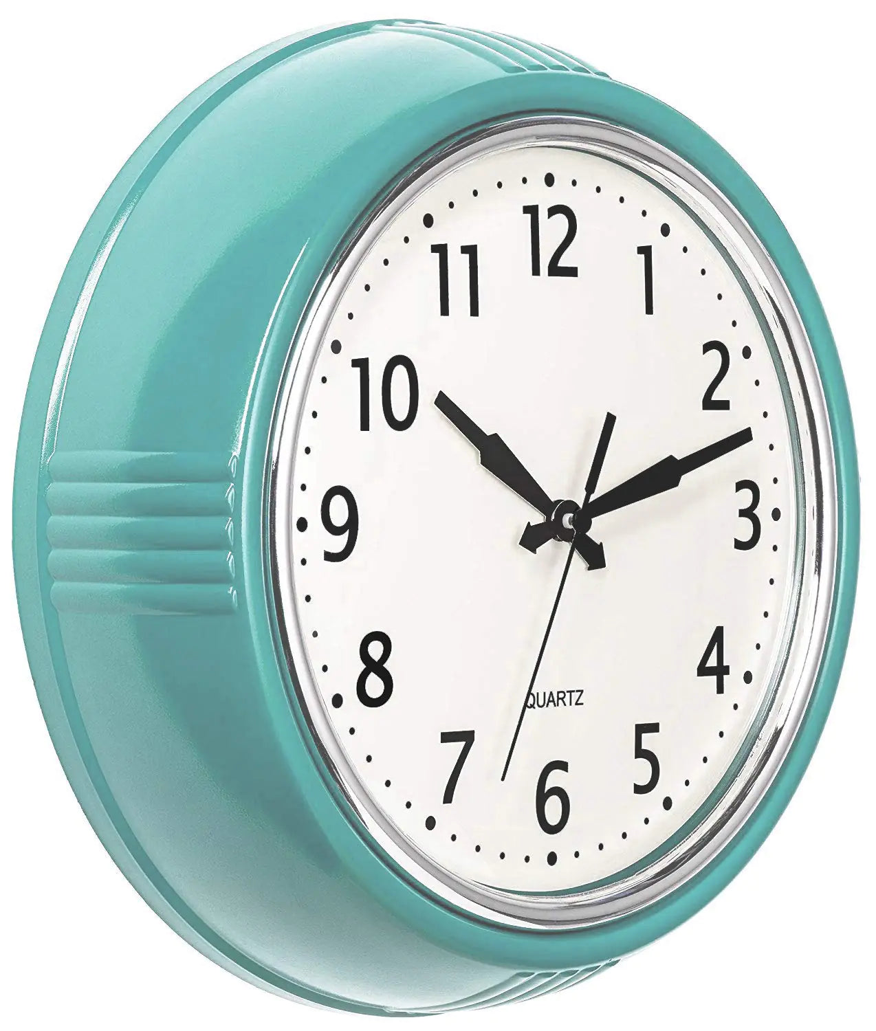 12 Inch Robin Egg Blue 50s Round Silent Non Ticking Battery Operated Quartz Clock - Kia Day Design