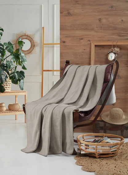 Aksu Brighton Collection Cotton TV Blanket 130x170, Gray Kia Day Design