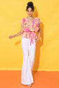 FADED VIEW WOVEN TOP - PINK - TOPS