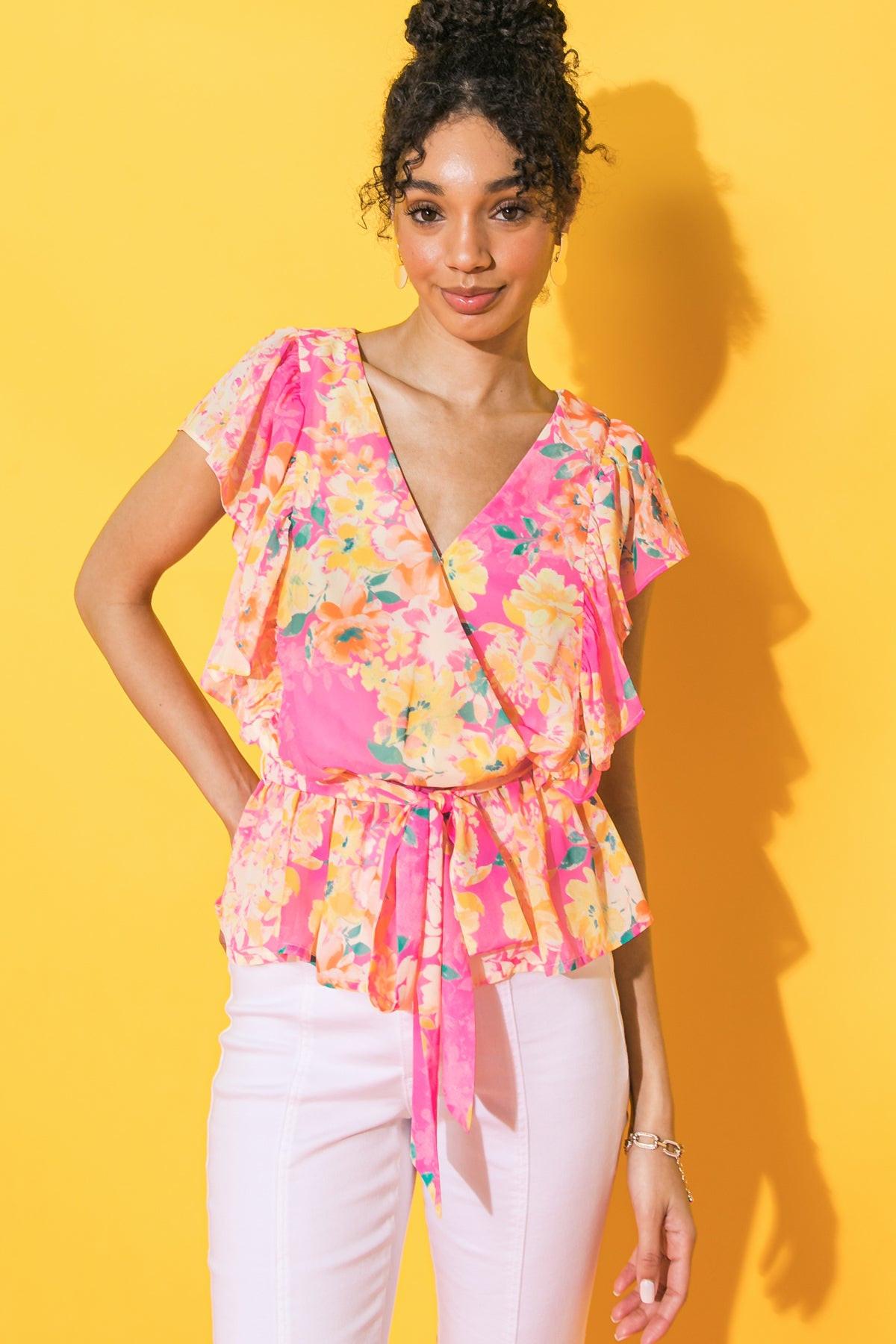 FADED VIEW WOVEN TOP - - TOPS