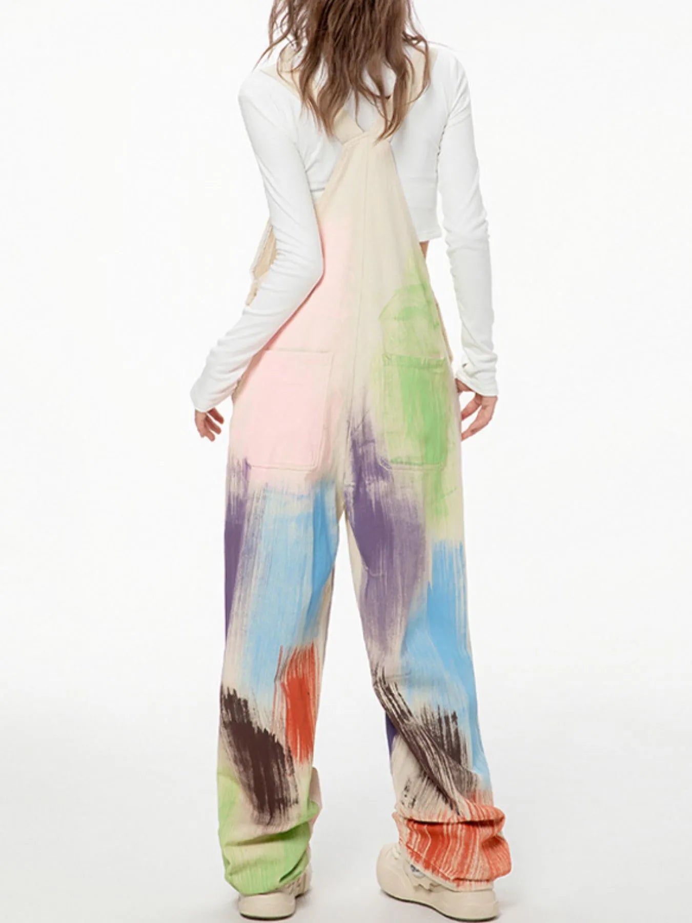 Colorful Wide Leg Overalls - -