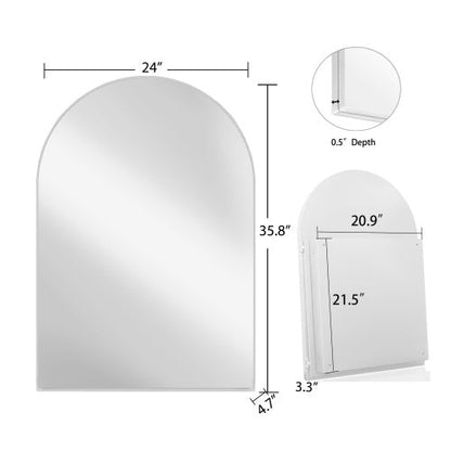 Vaulted Recessed Metal Frame Bathroom Wall Cabinet With Mirror And Adjustable Shelf - - wall shelf
