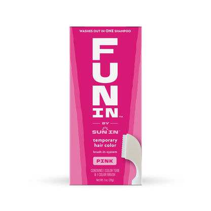 Fun In by Sun In Temporary Hair Color Pink Easy Brush Applicator Washes Out in One Shampoo - - hair color