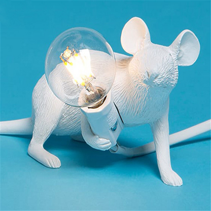Chic Nordic Mouse Table Lamp - White Half Sitting EU - table light