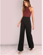 Sequin Halter Neck Flare Jumpsuit - black S - pants