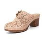 Womens PU Leather Round Head Slip-On Clogs Shoes - Pink 36 - Shoes