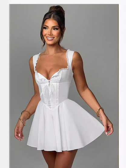 Retro Glam High-Slit Dress - White S - dress