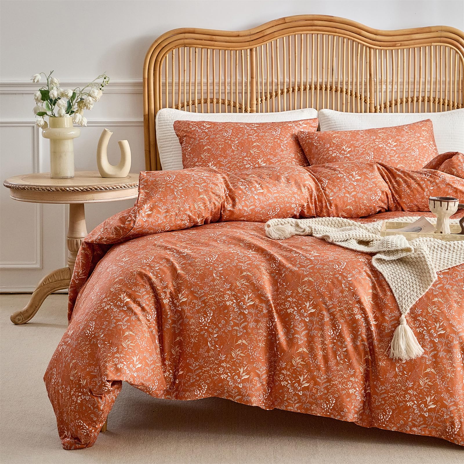 Wildflower Breeze Twin XL Cotton Duvet Set - 04 - Wildflower-caramel Twin XL - duvet set