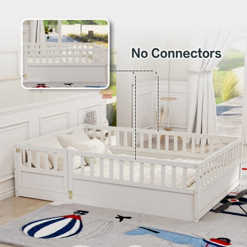 Full Size Montessori Wooden Childrens Floor Bed - - bed frame