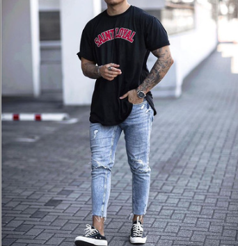 Mens Distressed Skinny Jeans - - jeans