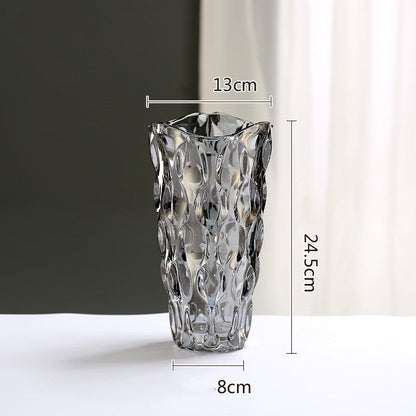 Crystal Glass Vase Flower Arrangement Decoration Ornaments - Grey Small - flower vase