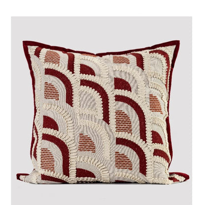 Mid-Century Wabi-Sabi Embroidered Red Jacquard Throw Pillow For The Home - 50X50CM - pillow