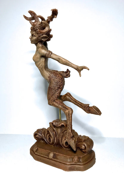 Faun Statue, Hand Painted Resin Sculpture | Mythical Forest Creature Figurine | Woodland Female Satyr Statue for Fantasy Art Decor - -