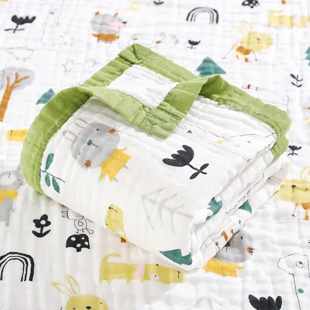 Cotton 6-Layer Unicorn Baby Swaddle Blanket - animals 6 layers110X110cm - blanket