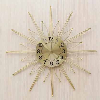 60cm 3d Sun Shaped Retro Hanging Clock Creative Silent Iron Nordic Wall Clock