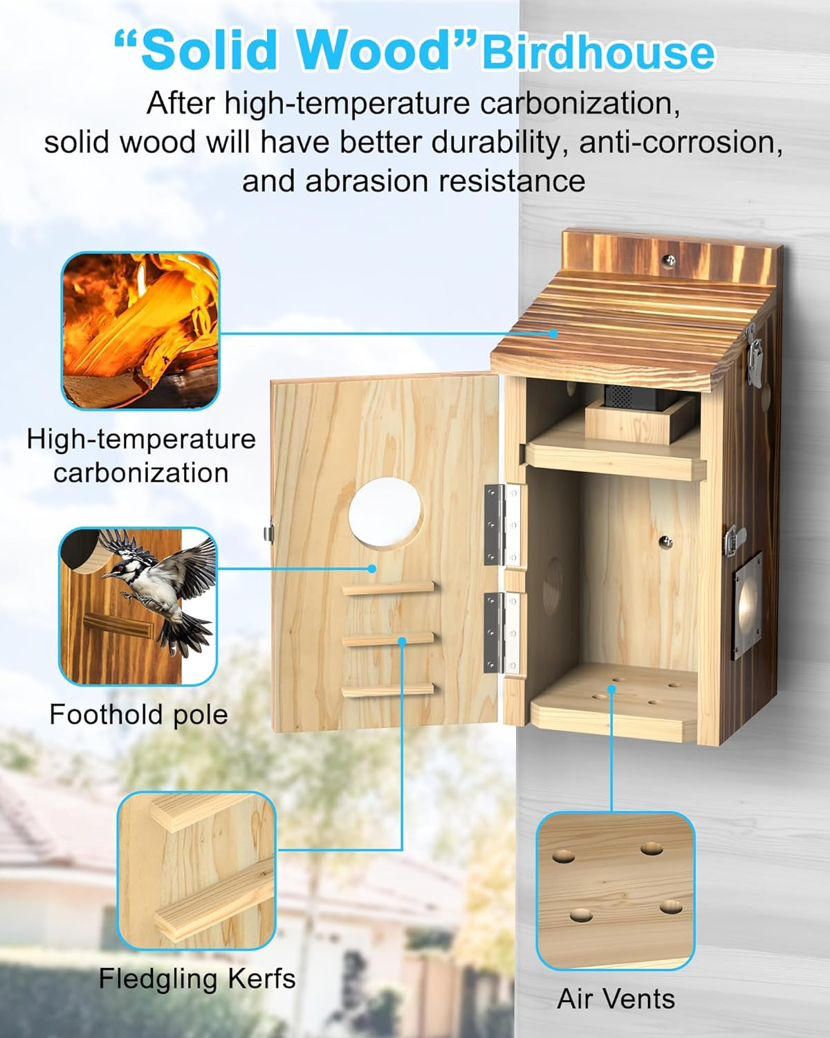 Bird House Camera Solar WiFi 2K HD Smart Birdhouse Motion Detection - - Birdhouses