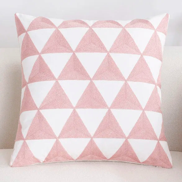 Solid Color Geometric Cushion Cover, Pink Decorative Sofa Cushion Cover