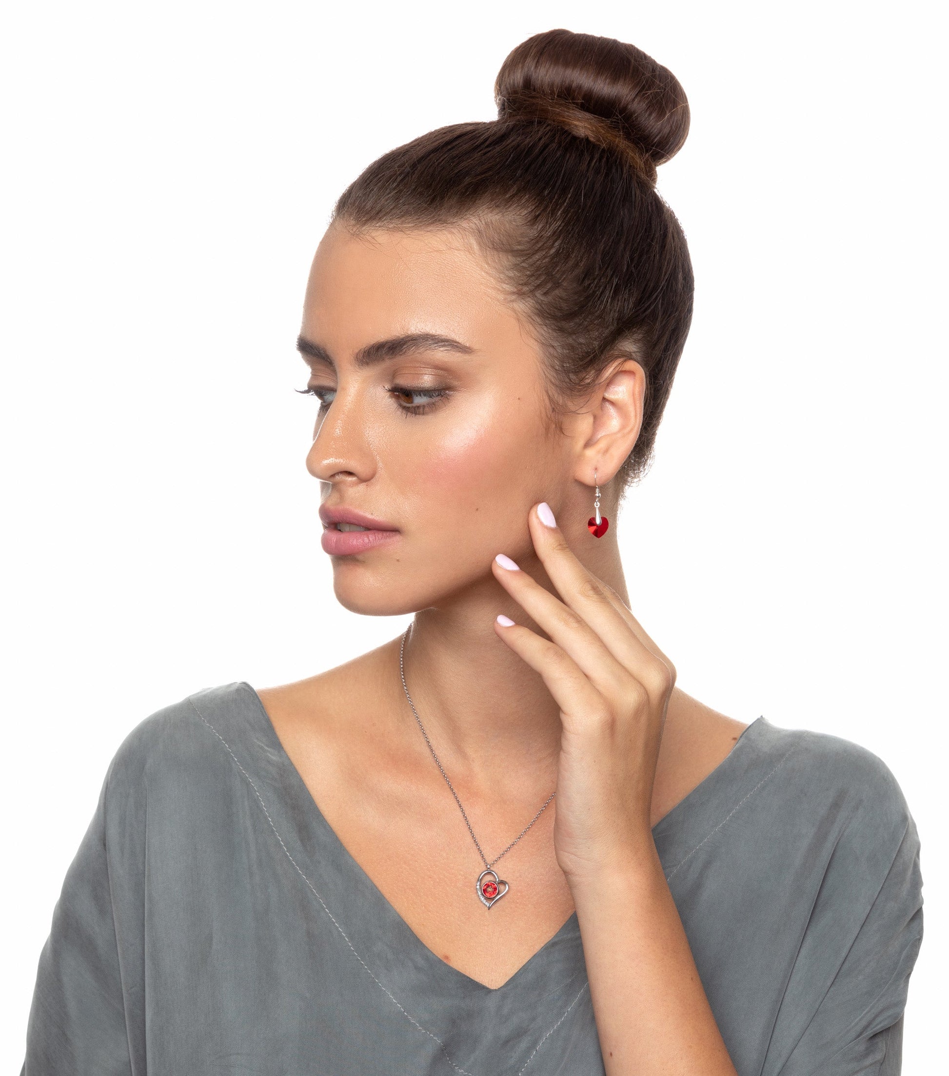 Swarovski Crystal Heart Drop Earrings 925 Sterling Silver - - earrings
